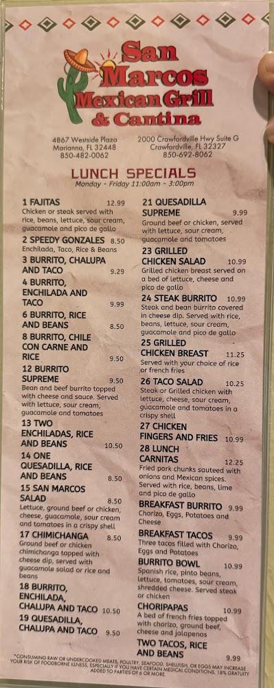 San Marcos Mexican Grill and Cantina Menu image 3